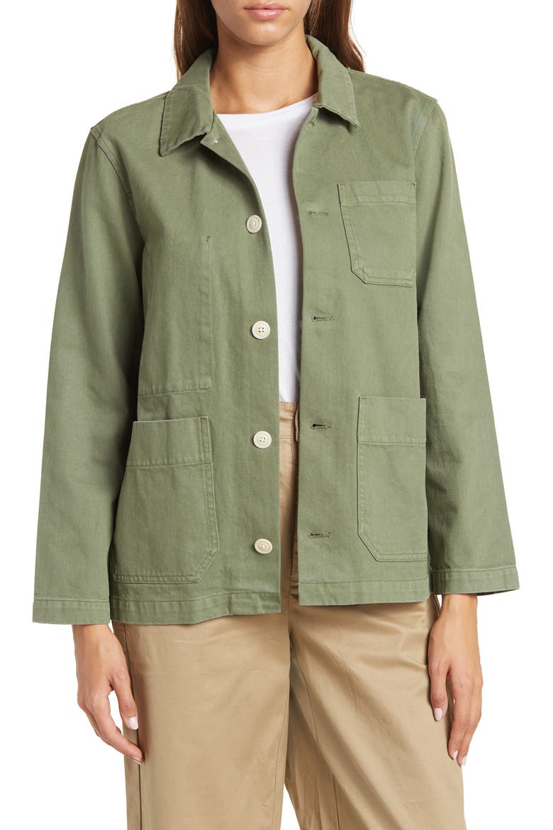 Britt Work Recycled Cotton Jacket, Main, color, SAGE