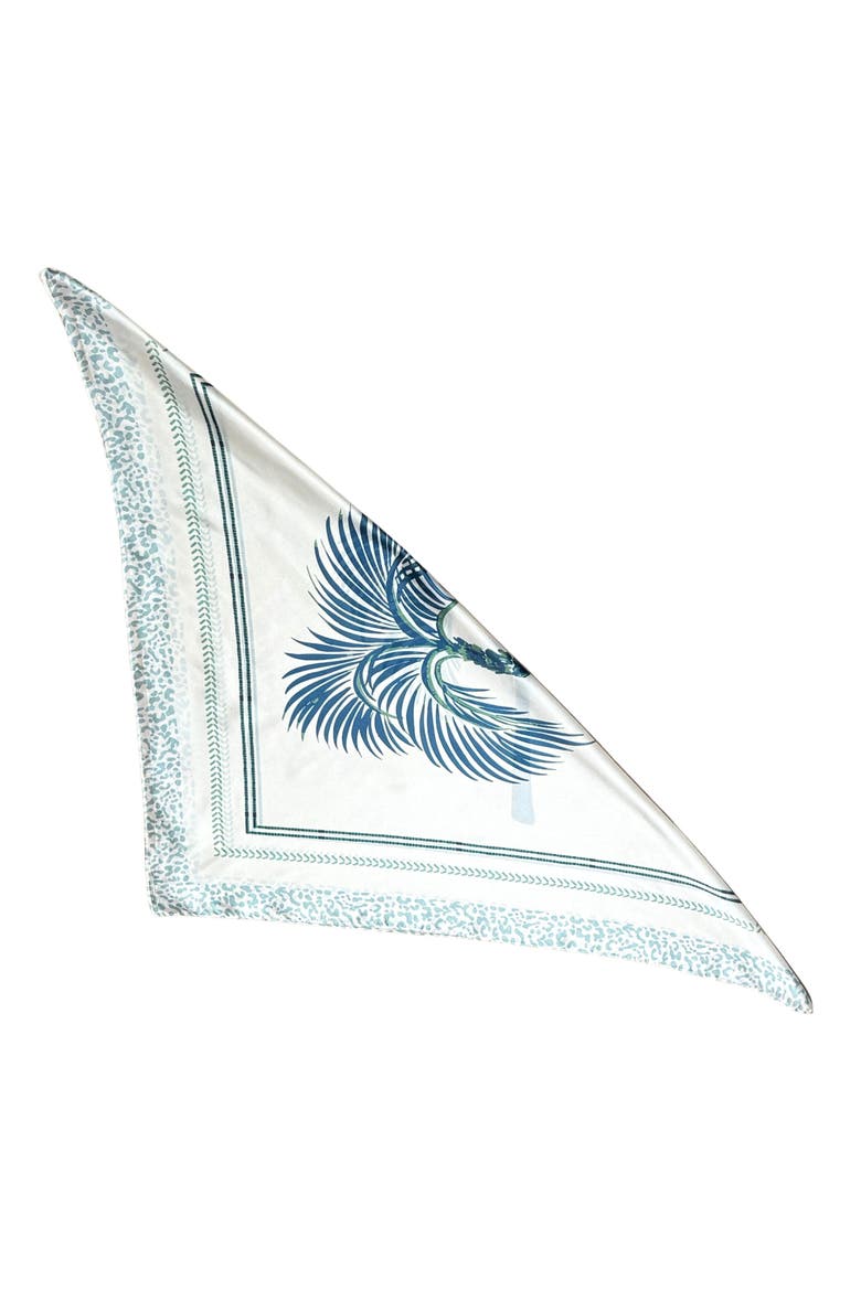 Palm Tree Satin Scarf, Alternate, color, NAVY