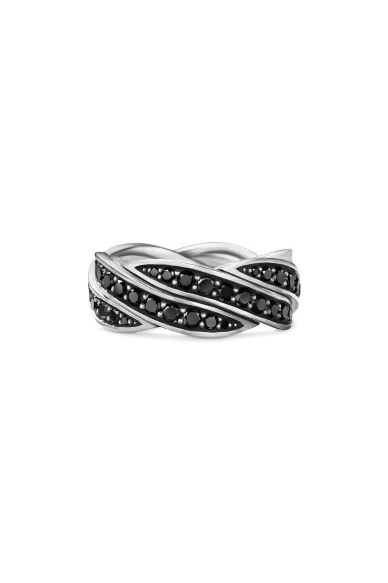Helios™ Band Ring in Sterling Silver with Pavé Black Diamonds, Main, color, STERLING SILVER/ DIAMOND
