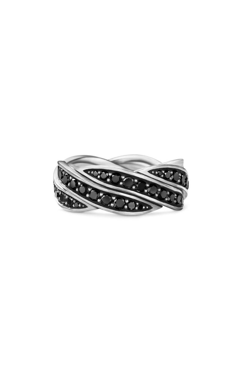 David Yurman Helios<sup>™</sup> Band Ring in Sterling Silver with Pavé Black Diamonds, Main, color, Sterling Silver/ Diamond