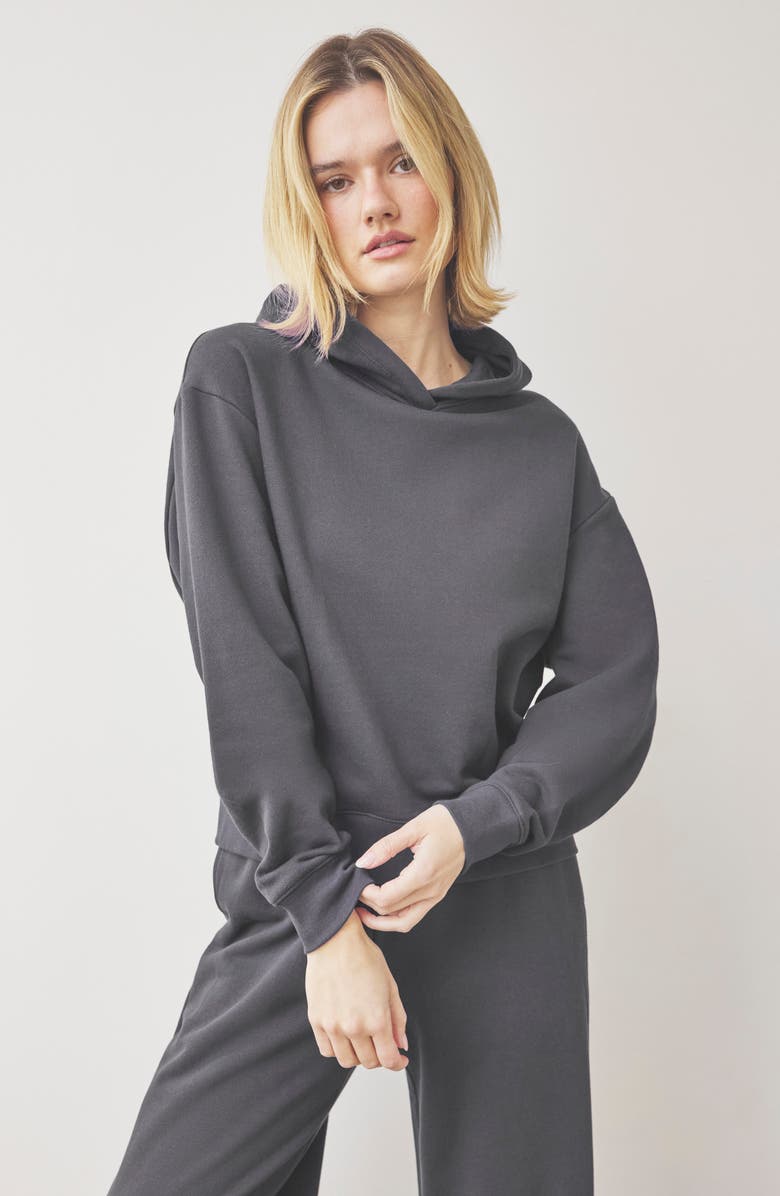 Splendid Laguna Lounge Cotton Hoodie, Alternate, color, Lead Black