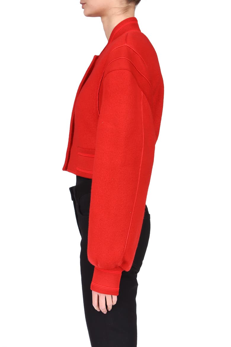Varsity Wool Knit Crop Jacket, Alternate, color, RED