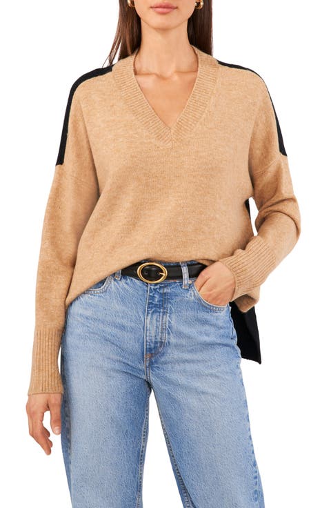 Contrast High-Low Sweater (Regular & Petite)