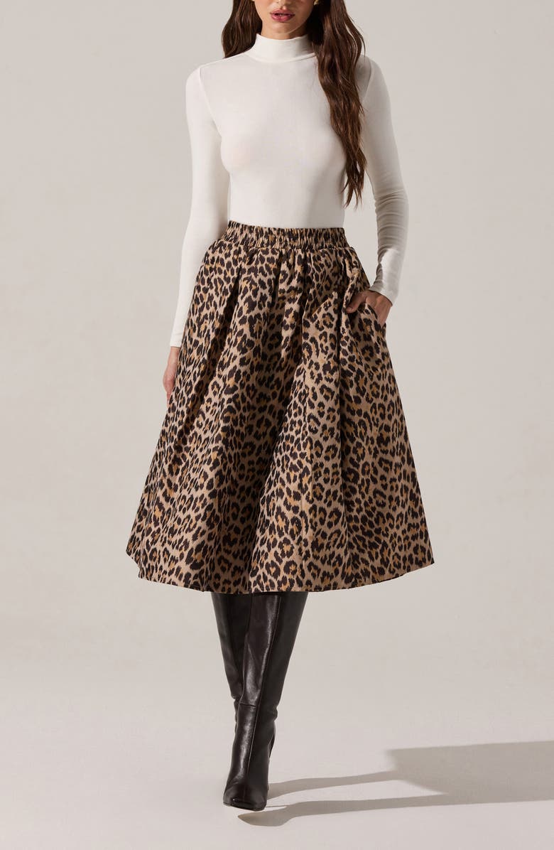 ASTR the Label Andolina Animal Print Midi Skirt, Alternate, color, Leopard Print
