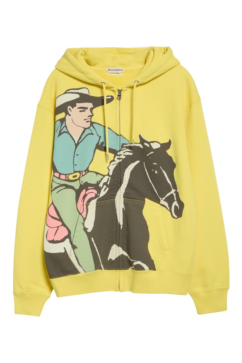 Cowboy Graphic Zip Hoodie, Main, color, LEMON