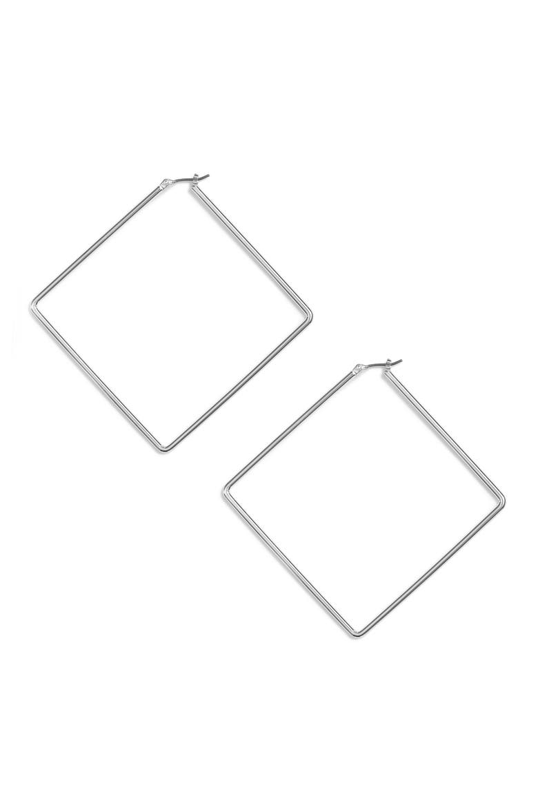 Uncommon James Girl Boss Hoop Earrings, Main, color, SILVER