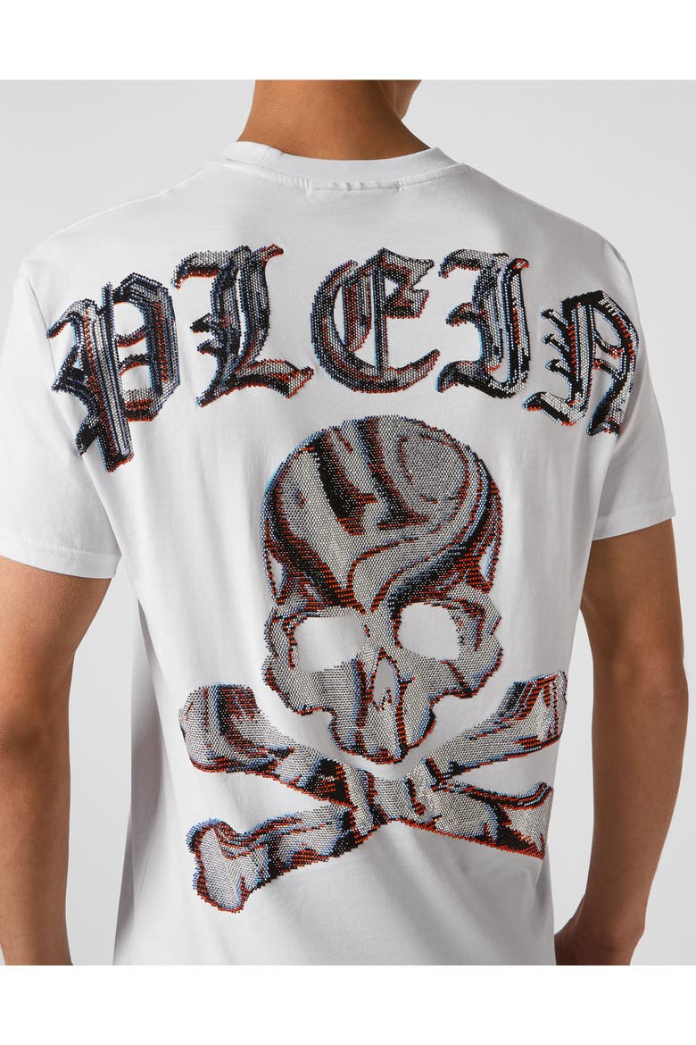 T-Shirt Round Neck Skull&Bones Men, Alternate, color, white
