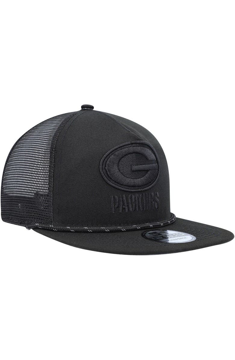 New Era Men's New Era Black Green Bay Packers Illumination Golfer Snapback Trucker Hat, Alternate, color,