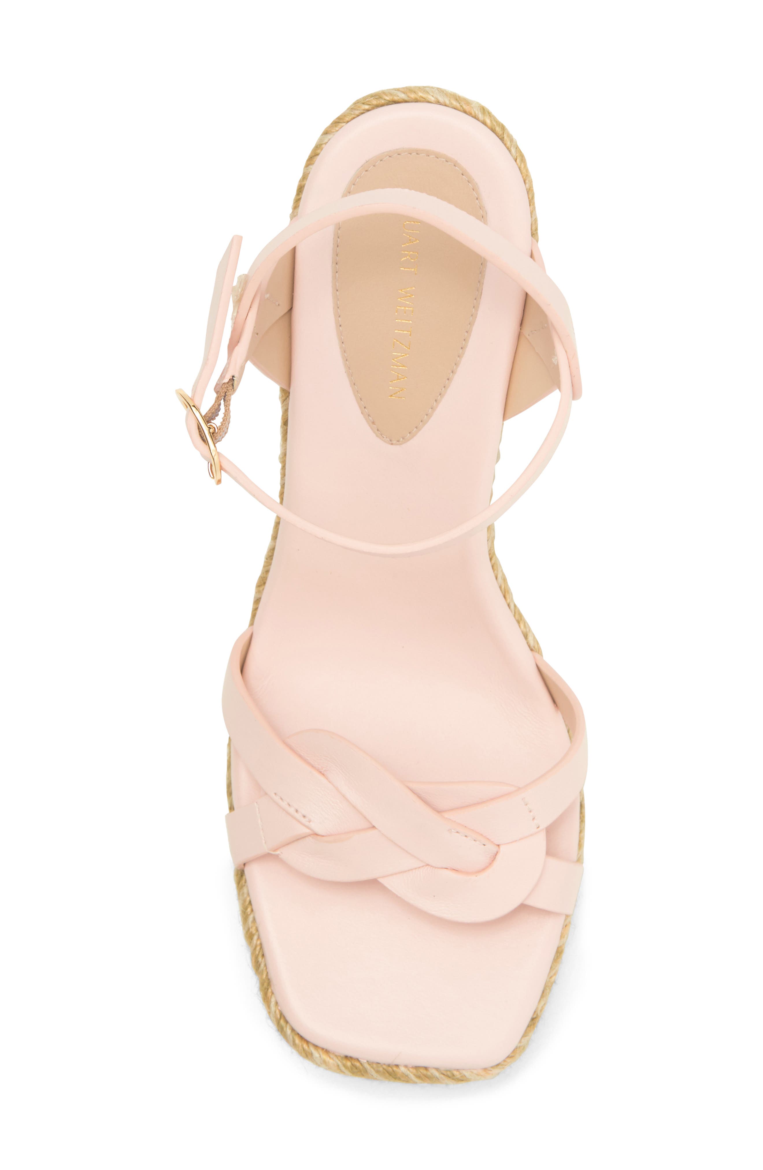 Stuart Weitzman Braided Platform Espadrille Wedge Sandal, Alternate, color, Rosewater