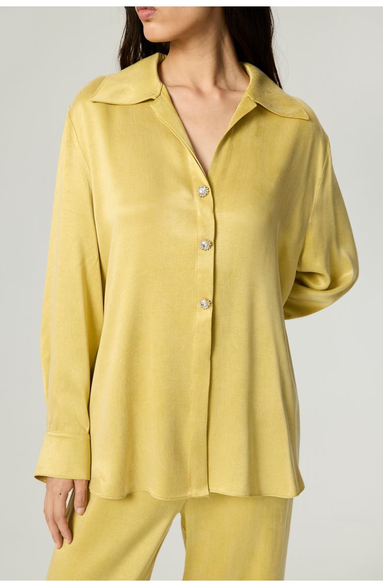 Nocturne Belted Shirt with Statement Buttons, Main, color, Yellow