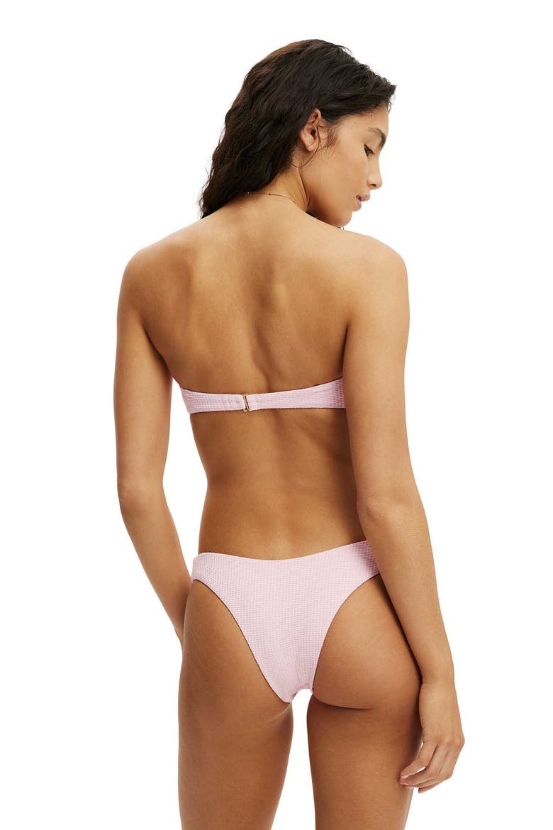 Women's Knot Micro Bandeau Bikini Top, Alternate, color, Pink Petal Waffle