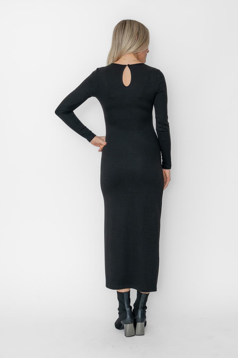 Jacqueline Ruched Midi Dress, Alternate, color, Black