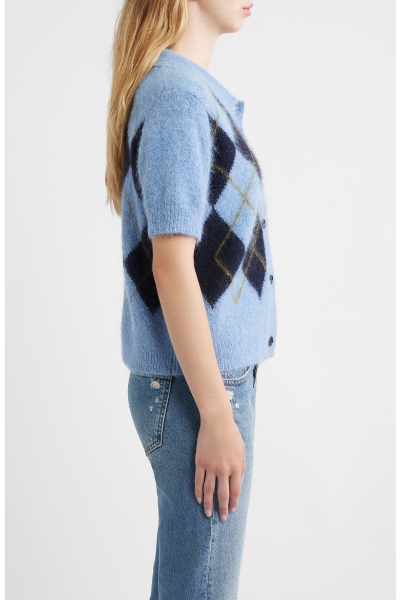 Kelly Argyle Short Sleeve Cardigan, Alternate, color, ARGYLE
