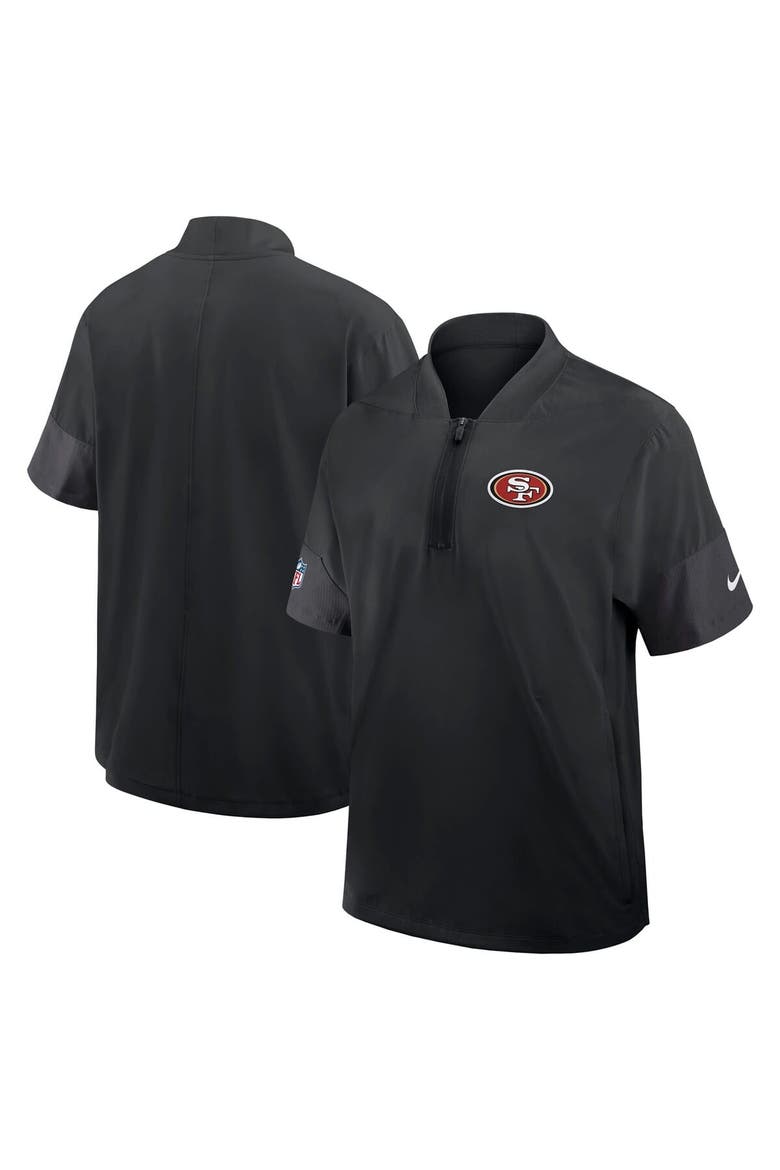 Men's Nike Black San Francisco 49ers Sideline Short Sleeve Quarter-Zip Performance Coach Jacket, Main, color, Black