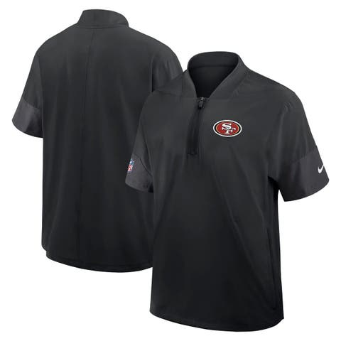 Men's Nike Black San Francisco 49ers Sideline Short Sleeve Quarter-Zip Performance Coach Jacket