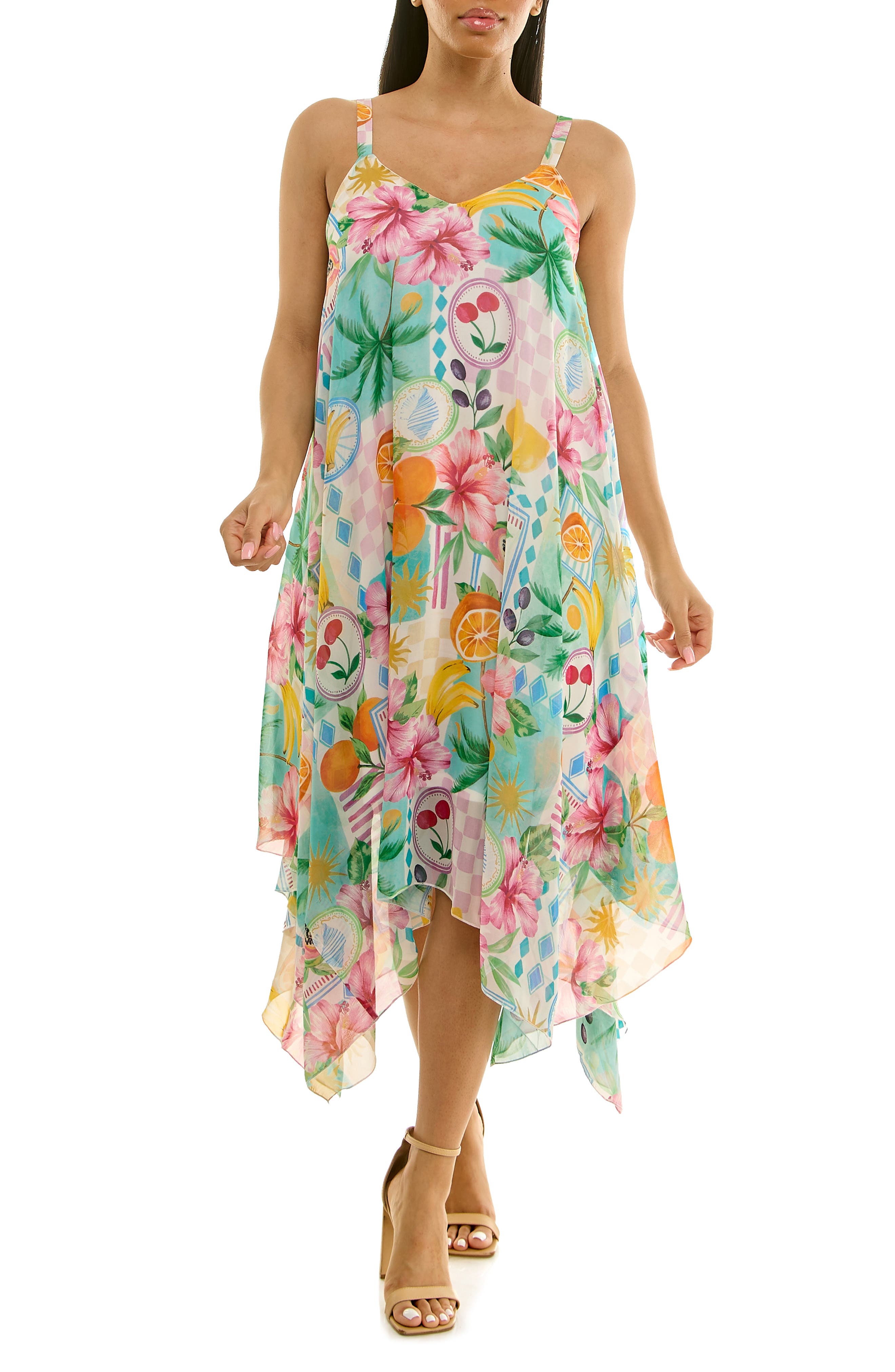 Patterned Handkerchief Hem Dress - image 3