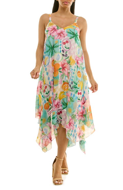 Patterned Handkerchief Hem Dress