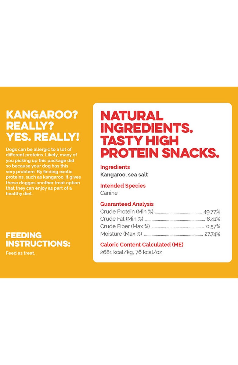 Scout & Zoe's Kangaroo Jerky, 3 Packs, 4oz Bags, Dog Treats, Air Dried Pet Chew, Alternate, color, Multicolored