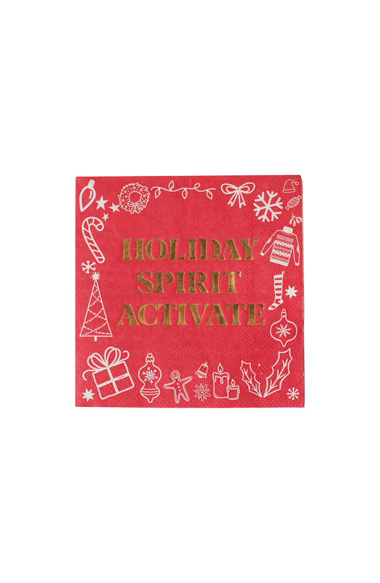 Jollity & Co. "Holiday Spirit Activate" Christmas Cocktail Napkins, Main, color, Assorted Pre-Pack