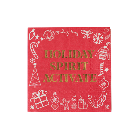 "Holiday Spirit Activate" Christmas Cocktail Napkins