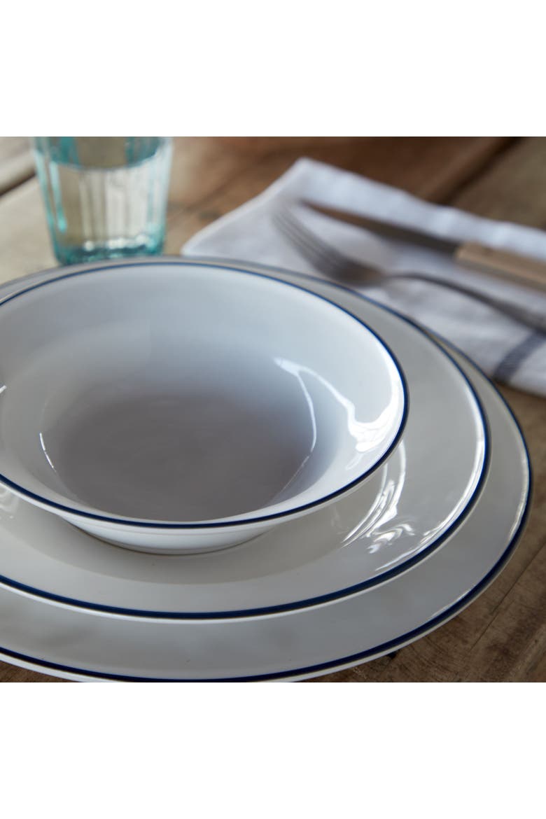 Beja 12-pc place setting w/ pasta bowl, Alternate, color, White & blue