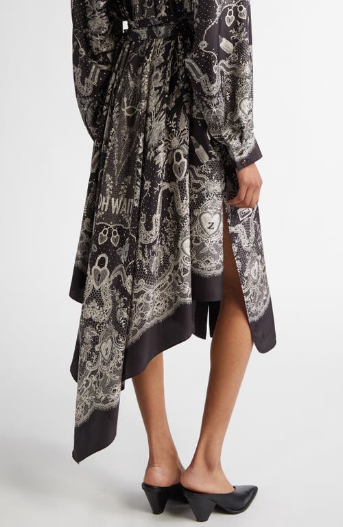 Zimmermann Locket Print Belted Silk Shirtdress In Black Locket