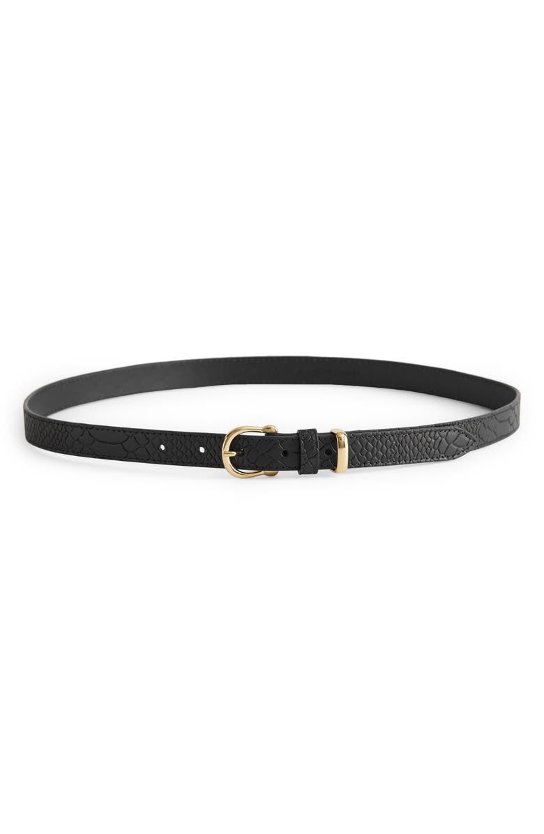 & Other Stories Snakeskin Embossed Leather Belt, Main, color,
