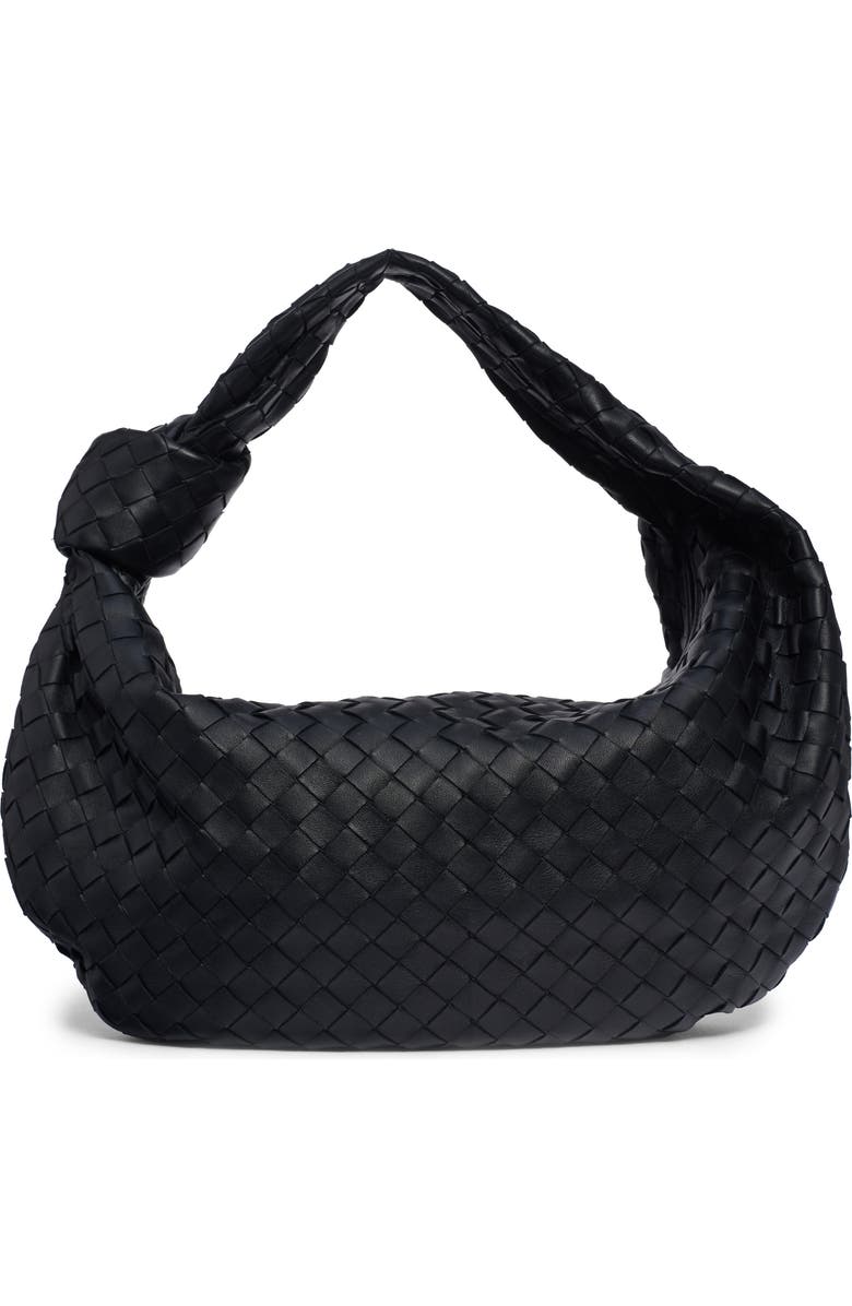 Bottega Veneta Jodie Leather Hobo Bag, Alternate, color, 8425 Black-Gold