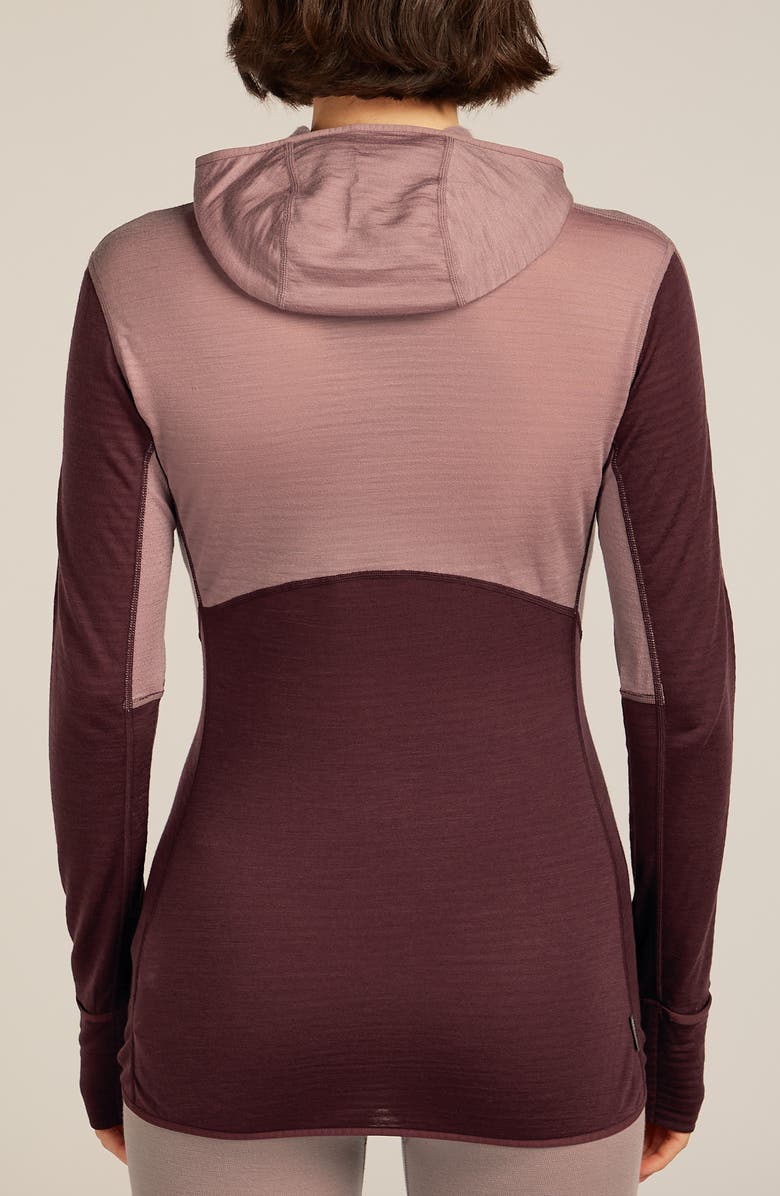 Icebreaker Tencel & Merino 200 Realfleece Descender Zip Hoodie, Alternate, color, Summit/ Java/ Acid Pink