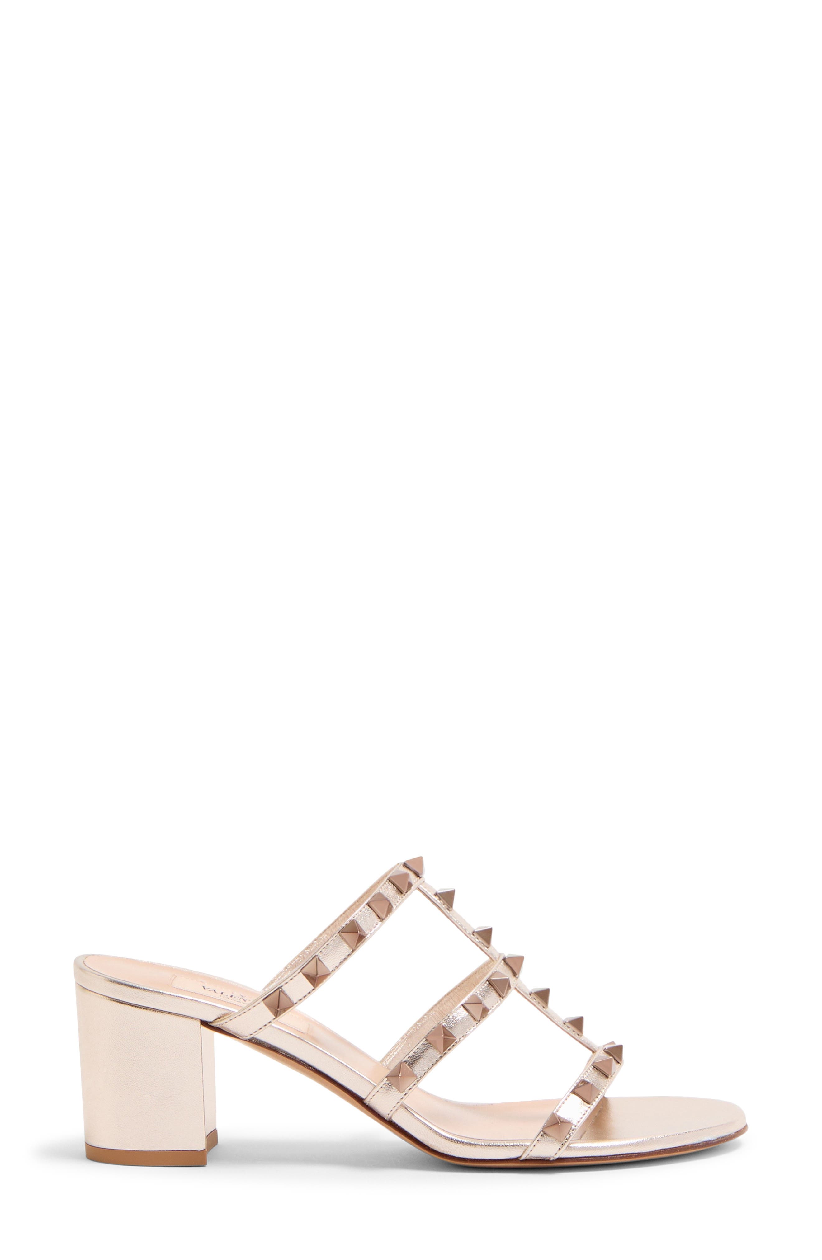 Valentino Rockstud Slide Sandal, Alternate, color, Skin