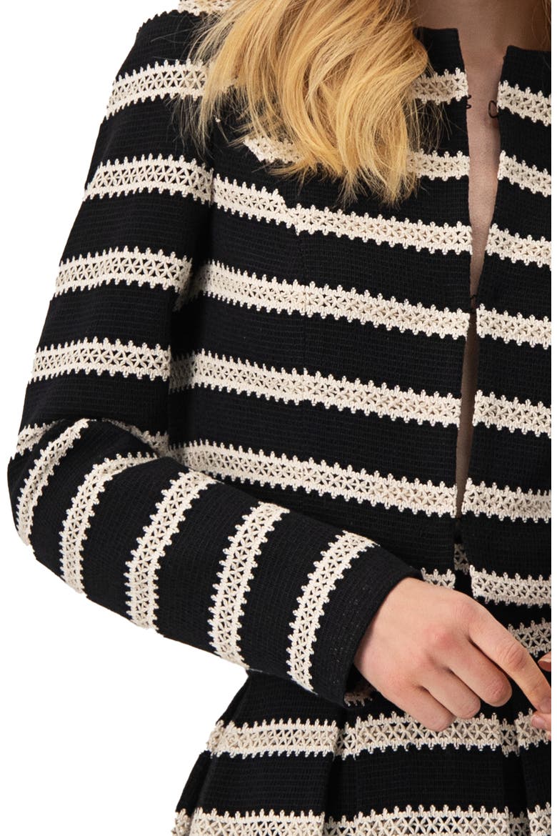Striped Cropped Jacket with Modern Detailing, Alternate, color, Black