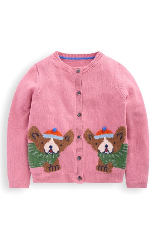 Mini Boden Kids' Fun Intarsia Cardigan In Burgundy