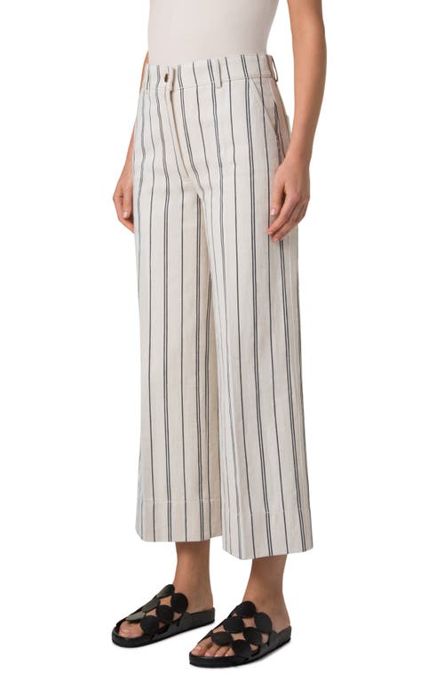 Akris Punto Chiara Stripe Wide Leg Crop Jeans In Cashew-black