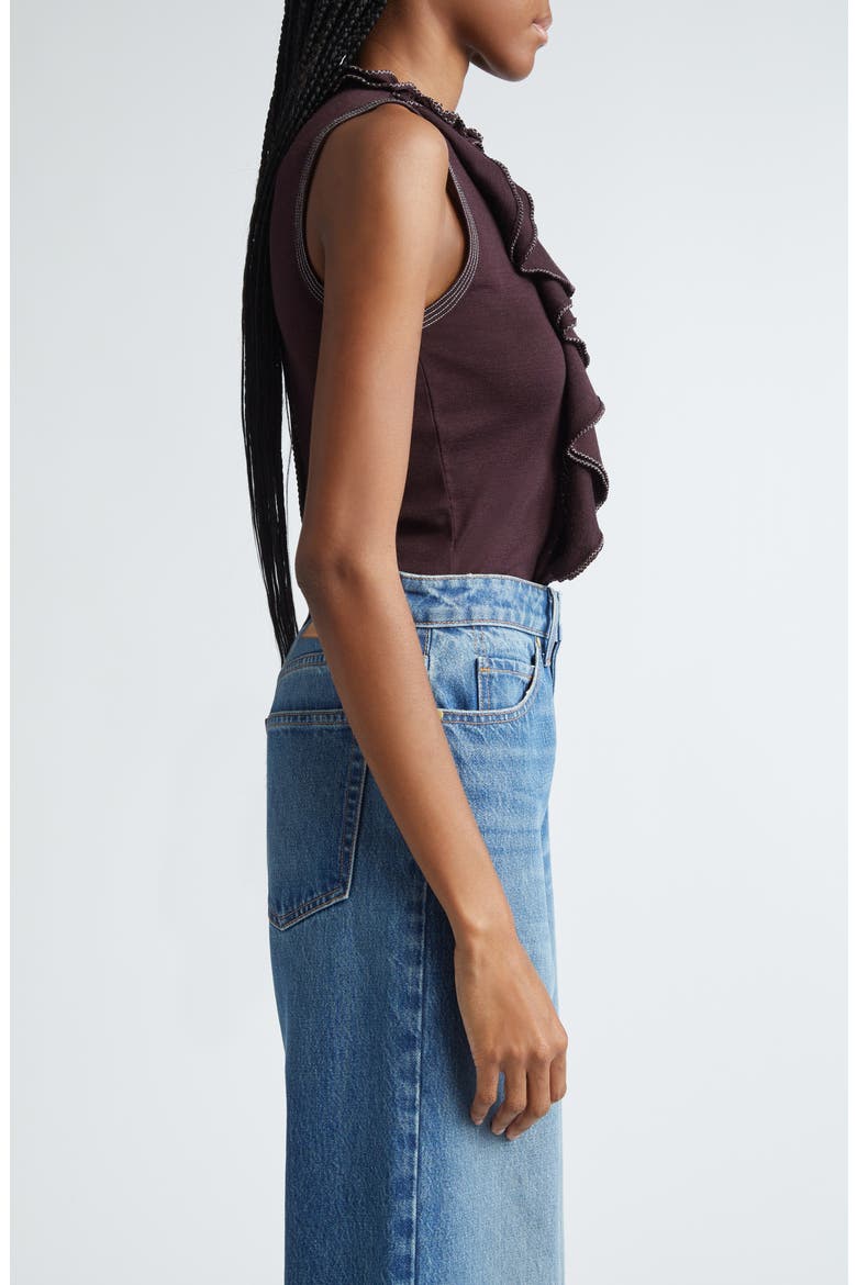 Brea Ruffle Sleeveless Organic Wool Knit Top, Alternate, color, MAHOGANY