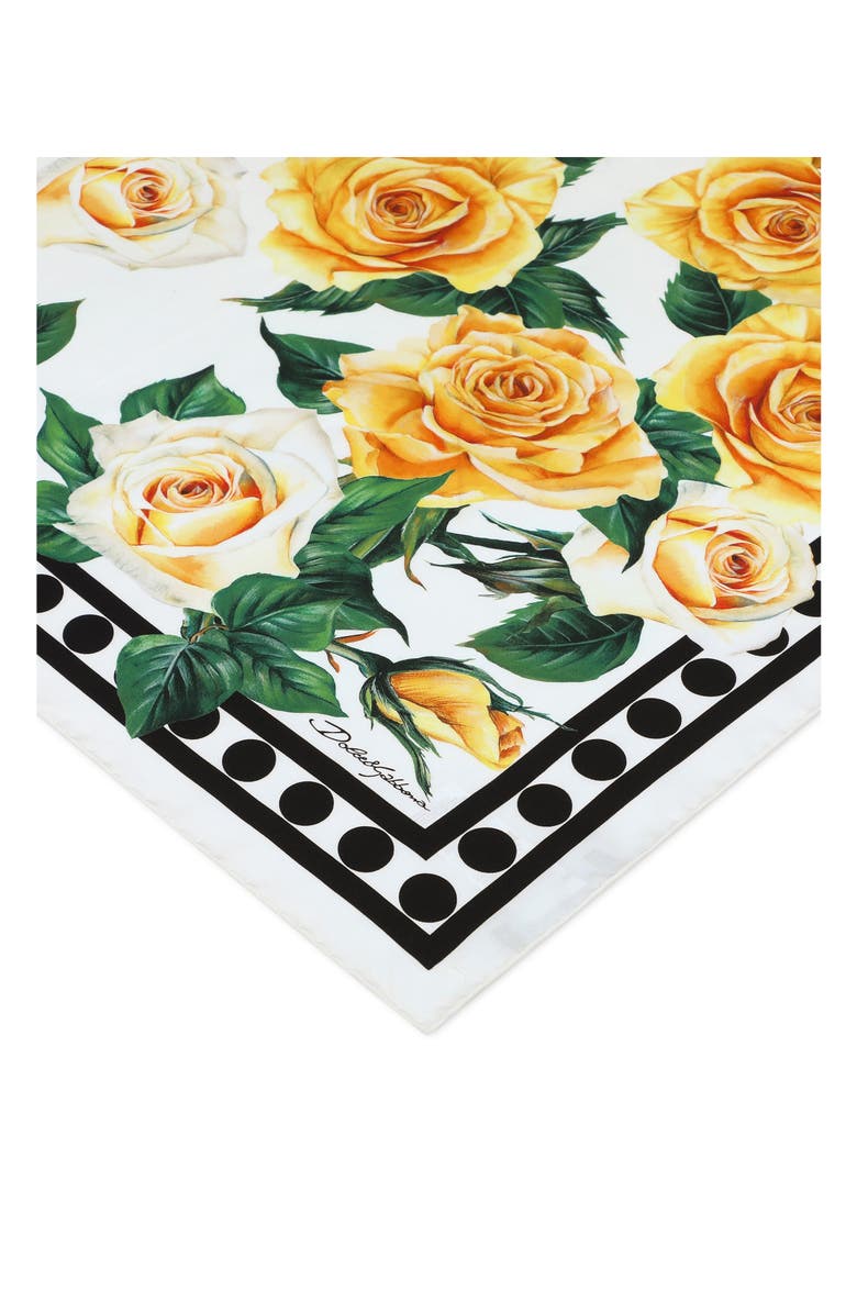 Dolce&Gabbana Polka Dot Border Poppy Print Silk Scarf, Alternate, color, 