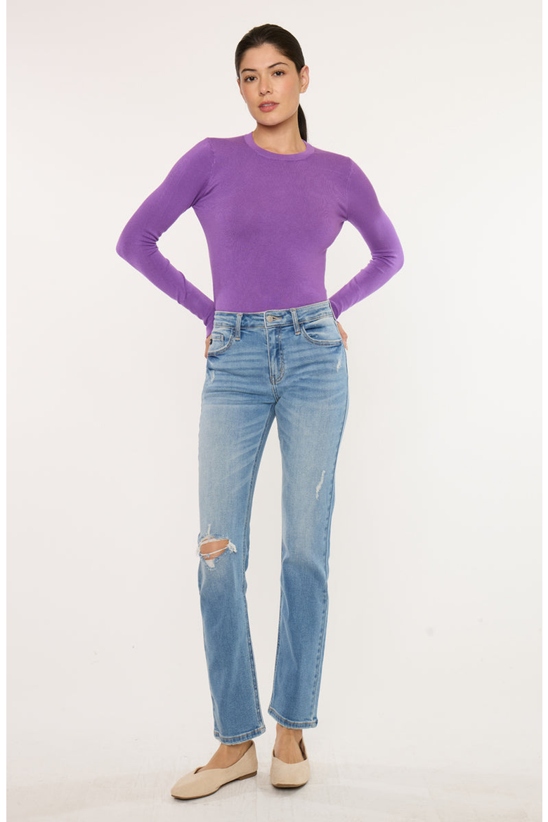 Florence Essentials High Rise Slim Straight Jeans, Alternate, color, Medium Wash