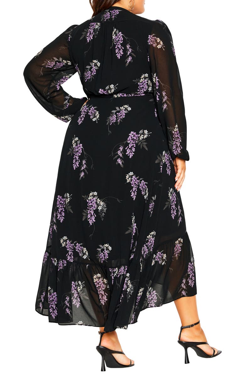 City Chic Grace Floral Long Sleeve Wrap Maxi Dress, Alternate, color,
