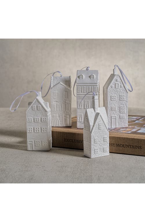 Zodax Set Of 6 Amsterdam Canal House Bone China Ornaments In White