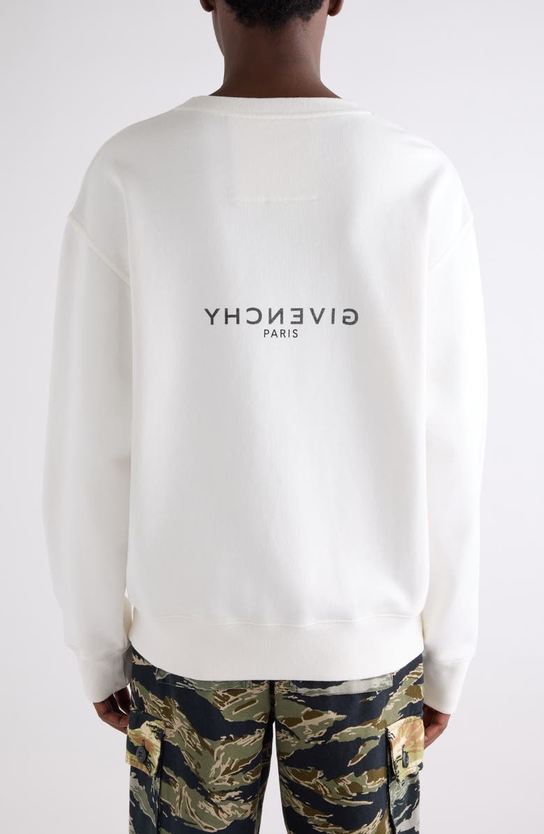 Givenchy Boxy Fit Reverse Logo Graphic Sweatshirt, Alternate, color, Off White