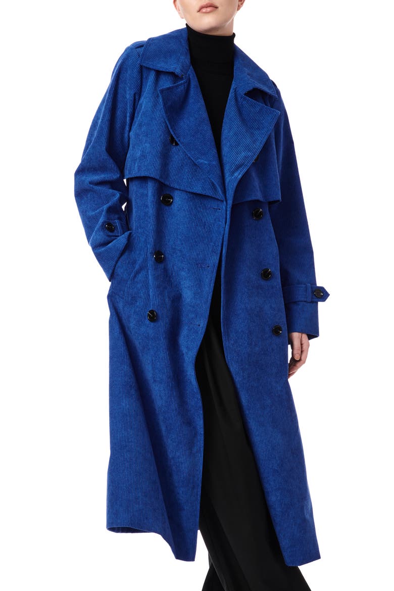 Corduroy Trench Coat, Alternate, color, BLUE
