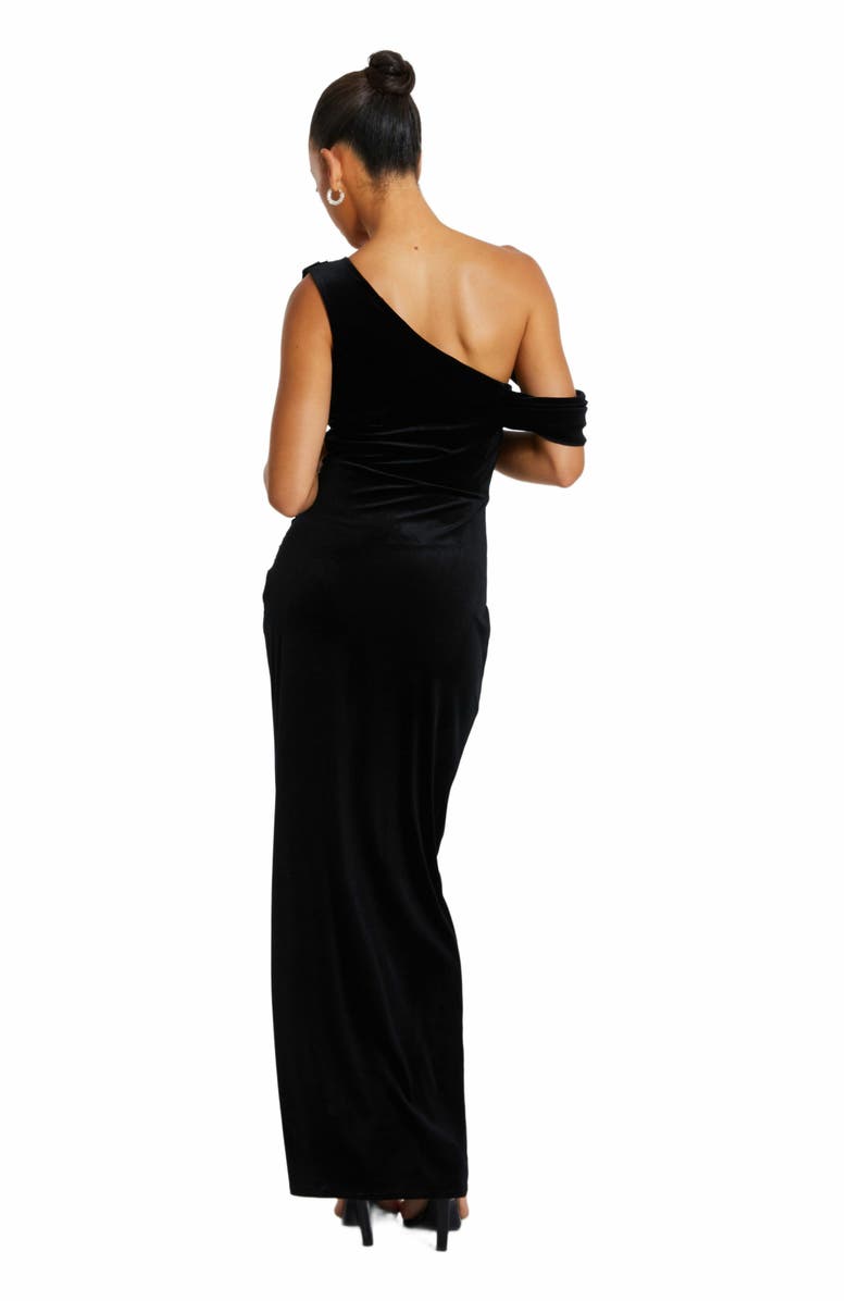 QUIZ Velvet Asymmetric Cowl Detail Maxi Dress, Alternate, color,