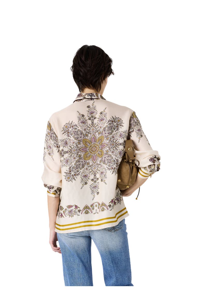 Draped Paisley Button-Down Blouse, Alternate, color, Yellow