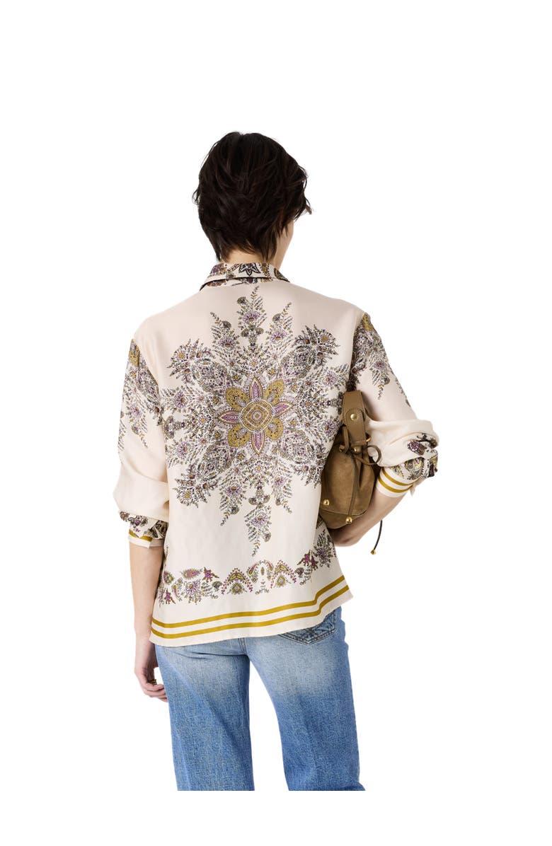 GERARD DAREL Draped Paisley Button-Down Blouse, Alternate, color, Yellow