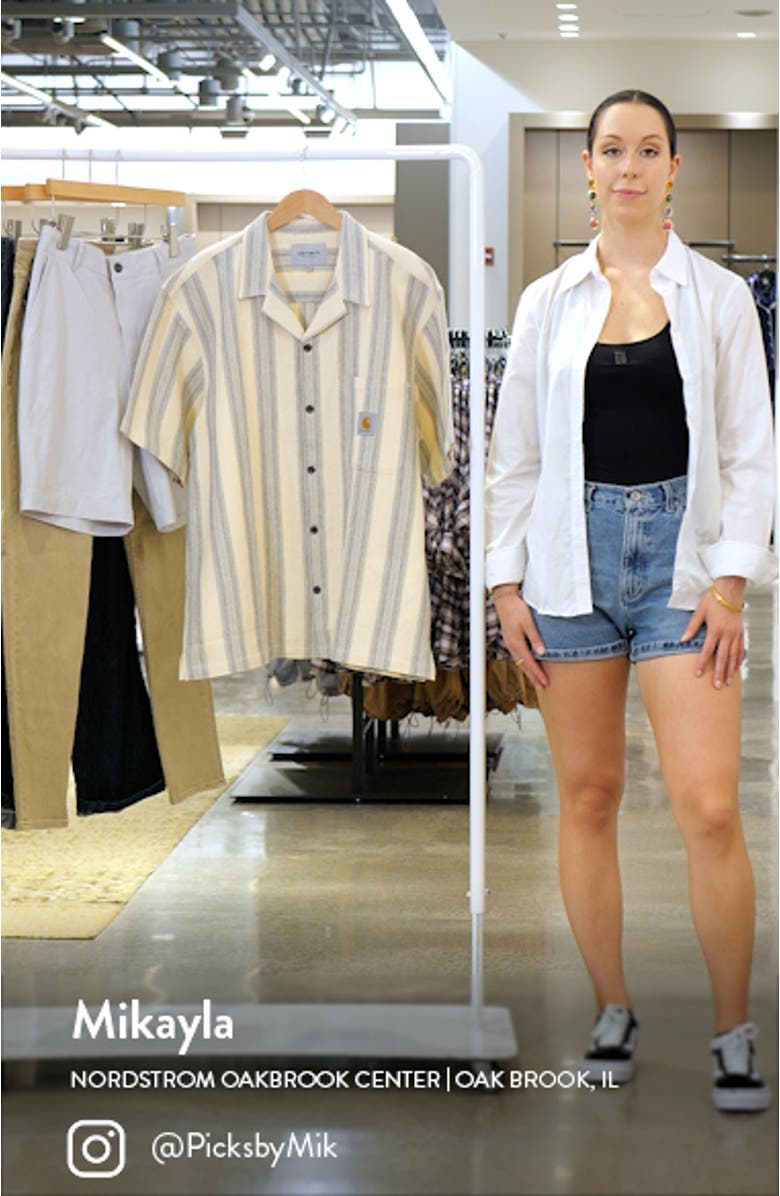 Dodson Stripe Short Sleeve Cotton Button-Up Shirt, sales video thumbnail