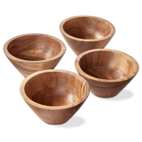 Acacia Wood Serving Bowl Set Natural Hand Wash Only