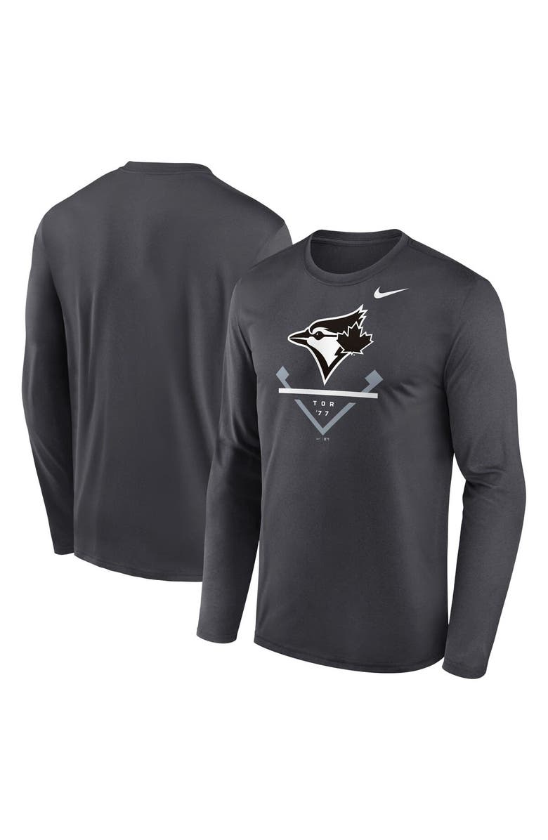 Nike Men's Nike Anthracite Toronto Blue Jays Icon Legend Performance Long Sleeve T-Shirt, Main, color,