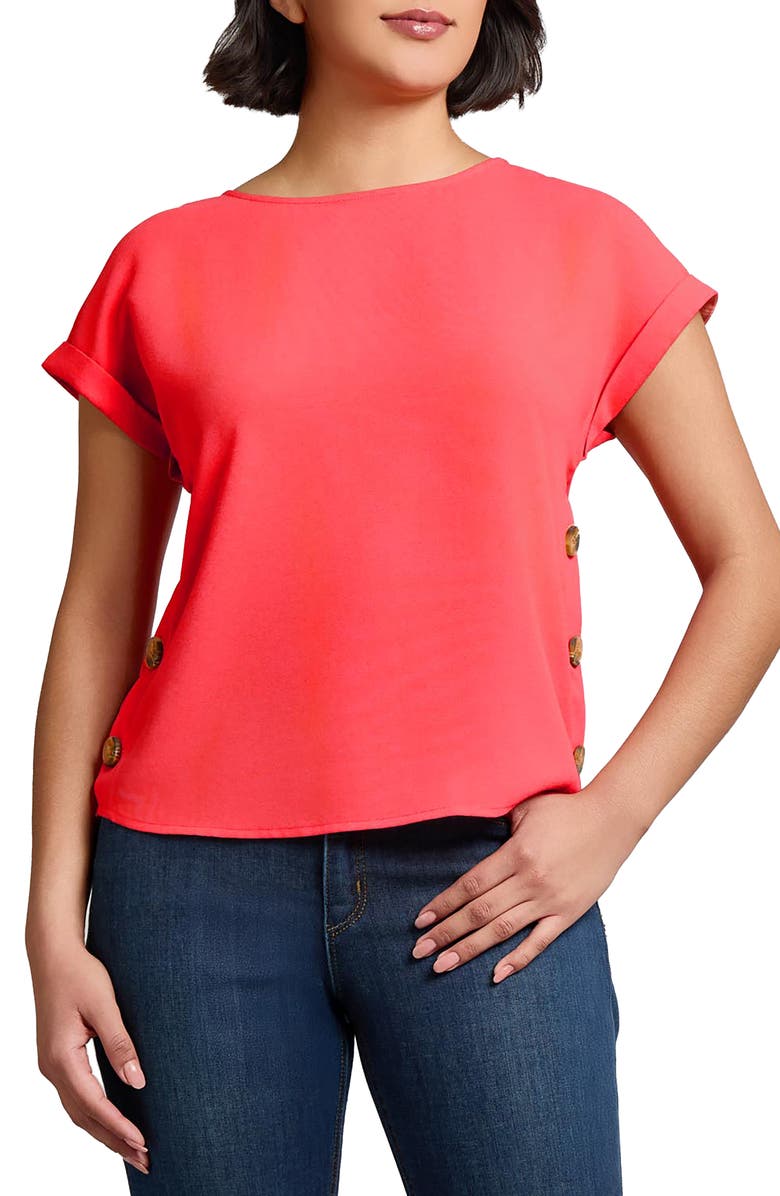 Jones New York Side Button Detail Crepe Top, Main, color, 