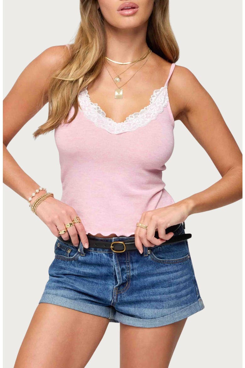 Gabrietta Lace Trim Camisole, Main, color, PINK-MELANGE