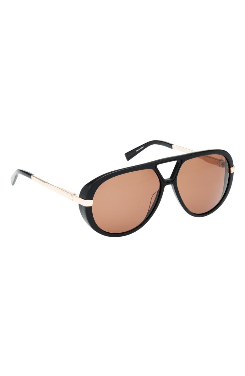 ABERCROMBIE & FITCH 60mm Pilot Sunglasses, Alternate, color, Shiny Black / Brown