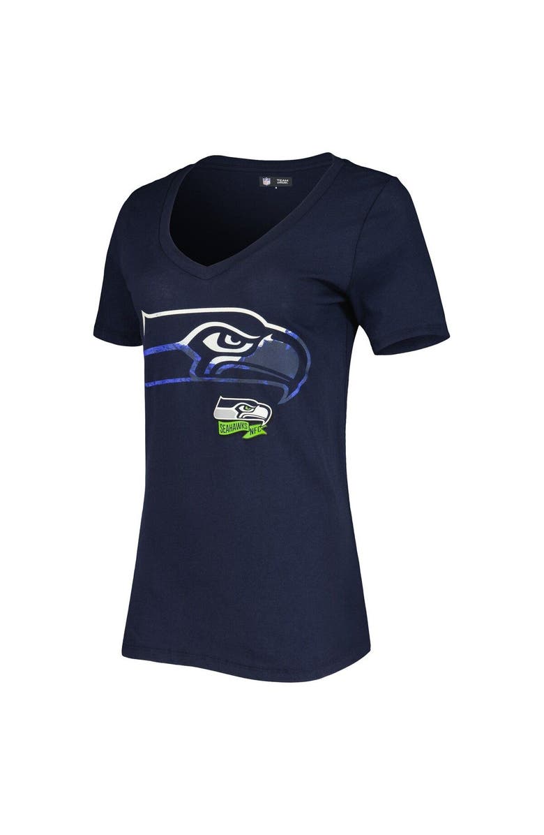 New Era Women's New Era College Navy Seattle Seahawks Ink Dye Sideline V-Neck T-Shirt, Alternate, color,